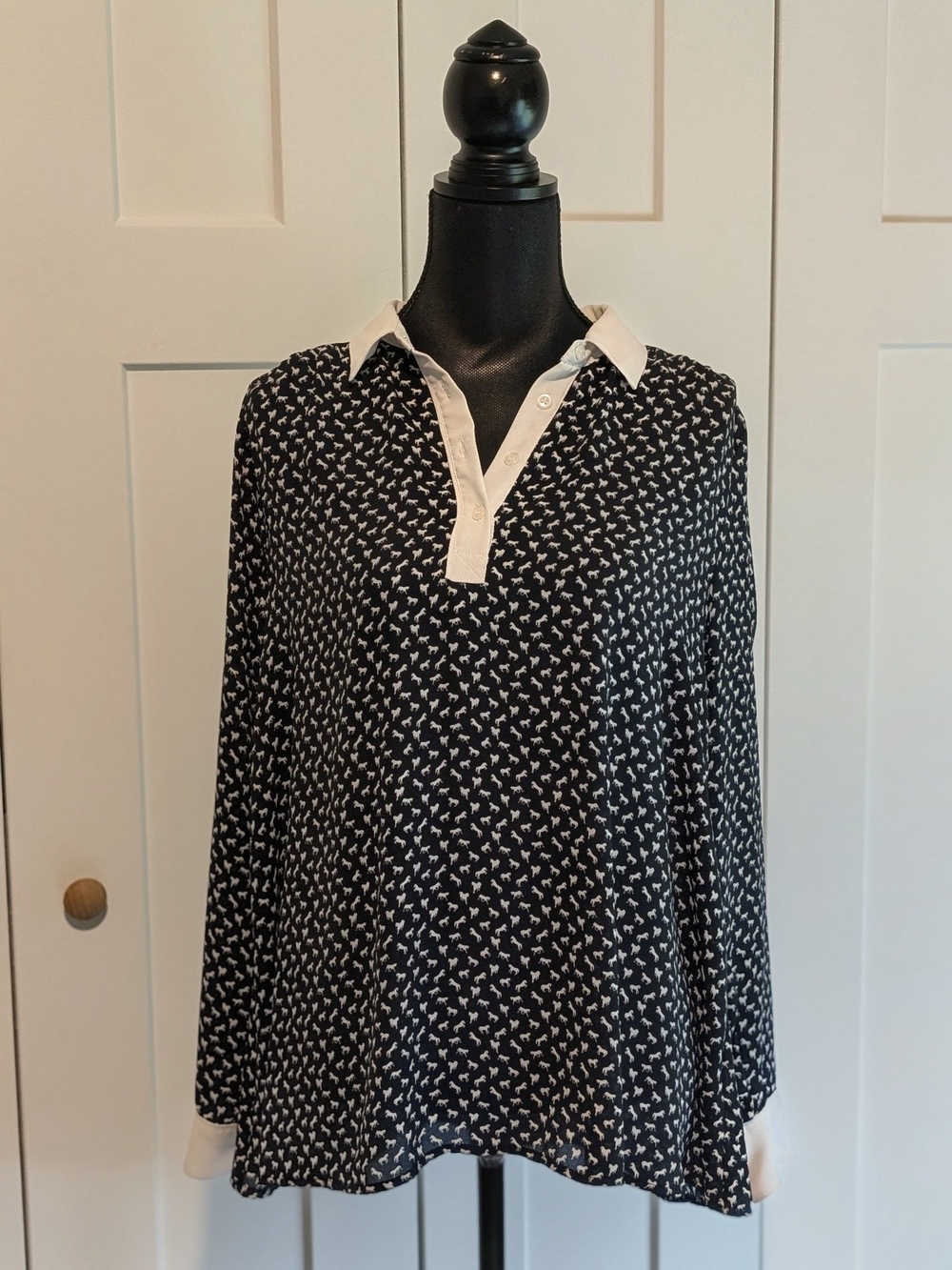 Free People Horse Themed Semi-Sheer Summer Blouse